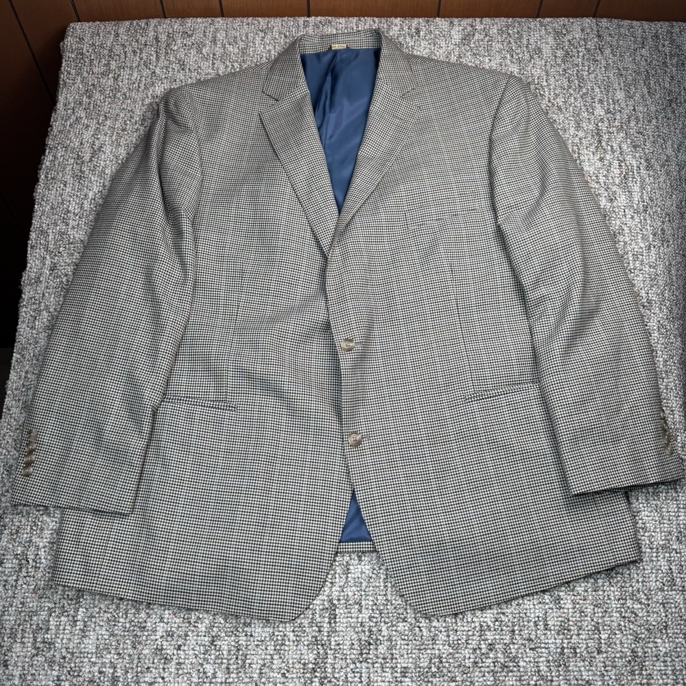 Oak Hill Blazer Mens 2XL 50/52 R Houndstooth Sports Coat Blue Gray